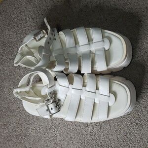 Nasty Gal t-strap platform sandals white size 9